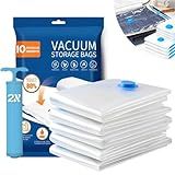 Kit 10 Saco A Vácuo Organizador Para Roupas Com 10 Unidades 50x60cm 2 Bomba De Sucção Saco Reutilizável Com Vedação Zíper E Proteção Contra Poeira Mofo Umidade Odor Para Organizar Malas E Armário