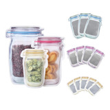 Kit 10 Sacos Herméticos Armazena Alimentos Formato Pote 3d