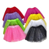 Kit 10 Saias De Tule Adulto Tutu Com Glitter Carnaval 40 Cm