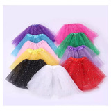 Kit 10 Saias De Tule Adulto Tutu Com Glitter Carnaval 40 Cm