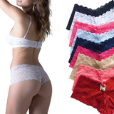Kit 10 Short Calcinha Caleçon Boxer Feminina Renda Atacado