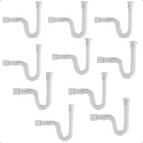 Kit 10 Sifões Sanfonados 66cm Ajustável Pia Com 3 Borrachas Cor Branco