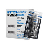 Kit 10 Silicones Acético Para Alta Temperatura Preto 50g