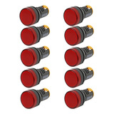 Kit 10 Sinaleiro Led Ad22 22mm 220v Vermelho Stark