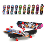 Kit 10 Skate Dedo Profissional C/ Lixa Rolamento Fingerboard Rodas Vermelho Skate Preto