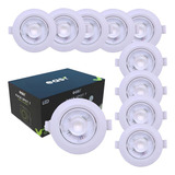 Kit 10 Spot 7w Branco Quente Led Easy Redondo Bivolt Embutir 100v 240v