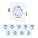 Kit 10 Spot Led 5w Quadrado Direcionável Bivolt B Frio
