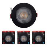 Kit 10 Spot Led Embutir Redondo Preto 5w Bivolt Avant Teto Cor Branco frio 6500k
