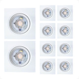 Kit 10 Spot X 7w Quadrado Led Branco Frio Quente Dicróica