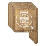 Kit 10 Tábua De Hambúrguer Gourmet Madeira Pinus Rustica