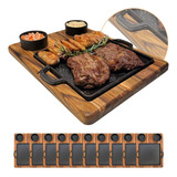 Kit 10 Tábuas Churrasco Carne Com Chapa E Cumbucas Brasa