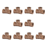 Kit 10 Tee Tê De Cola Soldável Pvc Marrom 32mm 1