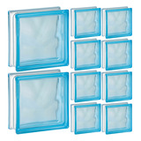 Kit 10 Tijolos Bloco De Vidro Colorido 19x19x8 Azul Claro