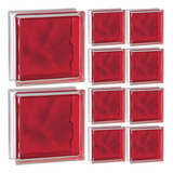 Kit 10 Tijolos Bloco De Vidro Colors 19x19x8 Vermelho