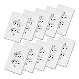 Kit 10 Tomadas Dupla 220 Volts Espelho Branco 10a 4x2