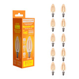 Kit 10 Un Lâmpada Led Filamento 2w E14 C35 2200k C35 Vela