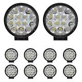 Kit 10 Und Farol De Milha 14 Led 42w 12v 24v Redondo Offroad 6000k