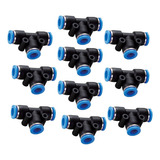 Kit 10 União Emenda Tee T 10mm Pneumática Instantânea 10mm
