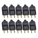 Kit 10 Unidades Plugue Macho 2p 20a Preto Com Prensa Cabos 110v 220v