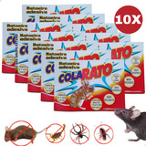 Kit 10 Unidades Ratoeira Adesiva Cola Rato Aranhas Pragas