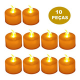 Kit 10 Vela De Led Eletrônica Chama Amarela Decorativa Festa