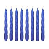 Kit 10 Velas Castiçal 20 Cm Candelabro Azul Escuro Espiral