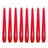 Kit 10 Velas Castiçal Vermelha Lisa 20 Cm Namorados Natal