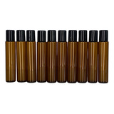 Kit 10 Vidrinho Roll On 15ml Vidro Âmbar Com Tampa Preta