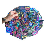 Kit 100 Adesivos Neon Fluorescente Placas Iluminadas Retro