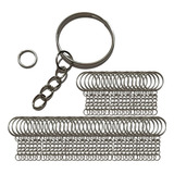 Kit 100 Argola Para Chaveiro Com Corrente 25mm 100 Elo 8mm