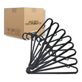 Kit 100 Cabides Plástico Tradicional Fino Preto 50