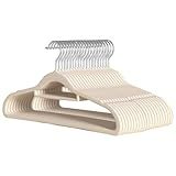 Kit 100 Cabides Veludo Bege Antiderrapante Organizador De Roupas