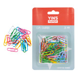 Kit 100 Clips Para Papel 28mm Colorido Escolar Escritorio Cor Inox