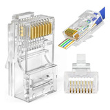 Kit 100 Conector Rj45 De Passagem