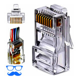 Kit 100 Conector Rj45 Passagem