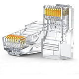 Kit 100 Conector Rj45 Utp Cat5e Banho De Ouro Cabo De Rede