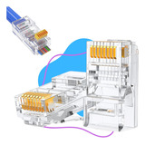 Kit 100 Conector Rj45 Vazado Ez Cat6 Cat5e Cabo De Rede C nf