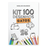 Kit 100 Desenhos Para Colorir Gatos - 2 Por Folha Solta