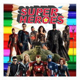 Kit 100 Desenhos Para Pintar E Colorir Super Herois Avengers Vingadores E Liga Da Justiça Folha A4 2 Por Folha 0062