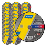 Kit 100 Discos De Corte Inox 7 Pol X 1 6mm Standard Norton Cor Amarelo