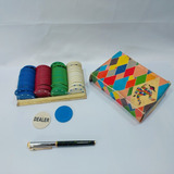 Kit 100 Fichas Poker Pôquer Plástico Antigas Originais 4cm