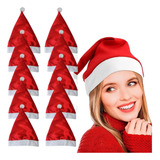Kit 100 Gorro Touca Do Papai Noel Cetim Liso Natal Enfeite
