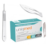 Kit 100 Lâminas De Bisturi N 22 Cabo Aço Inox N 4