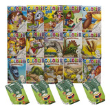 Kit 100 Livrinhos Infantil Colorir 100 Cxs Mini Lápis Cor
