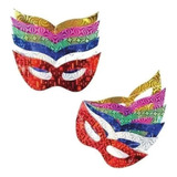 Kit 100 Máscara Carnaval E Festas Holografica Cores Sortidas
