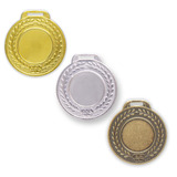 Kit 100 Medalhas Aço 44mm Lisa Ouro Prata Bronze