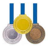 Kit 100 Medalhas Metal 35mm Lisa Ouro Prata Bronze