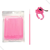 Kit 100 Microbrush 100 Anel Batoque Cola Alongamento Cílios