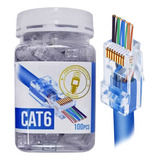 Kit 100 Peças Conector Plug Rj45 Ez Crimp Cat6 Pote