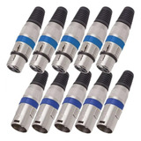 Kit 100 Plug Conector Xlr Cannon Macho Femea Corpo Metal